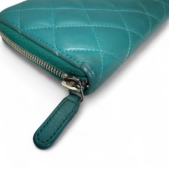 Chanel CC Matelasse Zip Around Long Wallet - Green/Teal - Picture 5 of 16